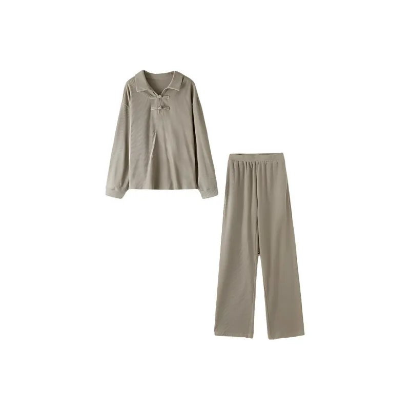 Mo Han Yi Mei Casual Suit Women's Gray Green-0
