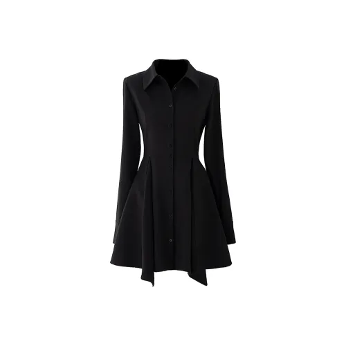 SOON FLOWER Long Sleeved Dresses Women's Black