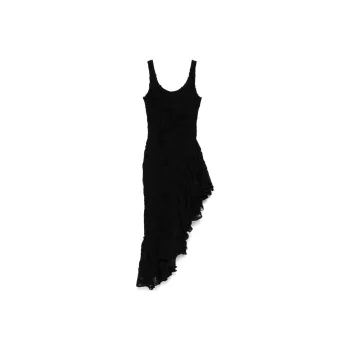 Rotate Flower Mesh Ruffled Dress