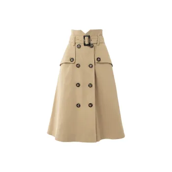 SOON FLOWER Casual Long Skirts Women's Khaki