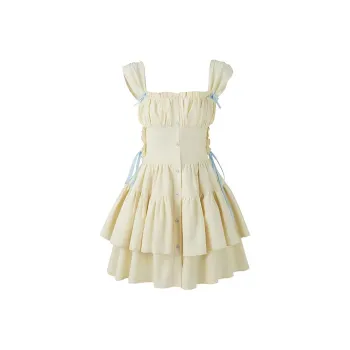 TASTILY Slip Dresses Women's Yellow