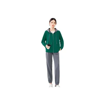 ZHUSHIFANGYUAN Casual Suit Women's Green Contrast Dark Gray