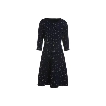 QIAOWANNI Long Sleeved Dress Women's Orchid Rabbit