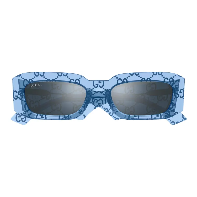 GUCCI Recycled Acetate Rectangular Sunglasses Unisex Blue-1