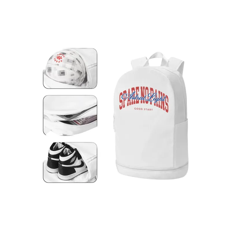 Spare No Pains. Polyester Backpack Unisex Red And White Two Tone-0