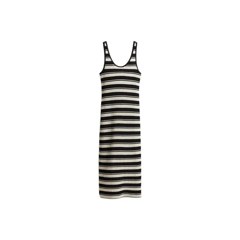 H&M Slip Dress Women's Black Stripes-0