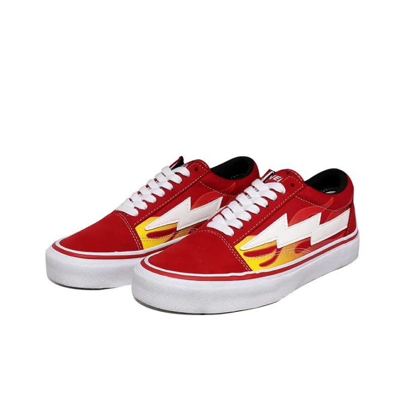 REVENFE X SPOTM x BURNING FLAME Slip Resistant, Abrasion Resistant, Breathable Low Top Canvas Shoes Unisex-1