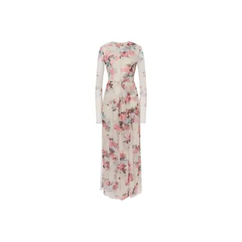 PHILOSOPHY DI LORENZO SERAFINI Flower Print Long Tulle Dress
