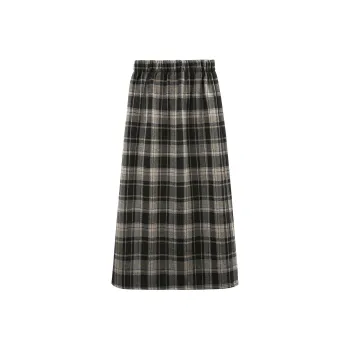 A Paradise For Awakening Casual Long Skirt Women's Black Plaid