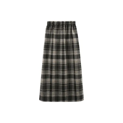 A Paradise For Awakening Casual Long Skirt Women's Black Plaid