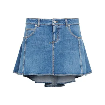 Alexander McQueen Kickback Draped Denim Skirt