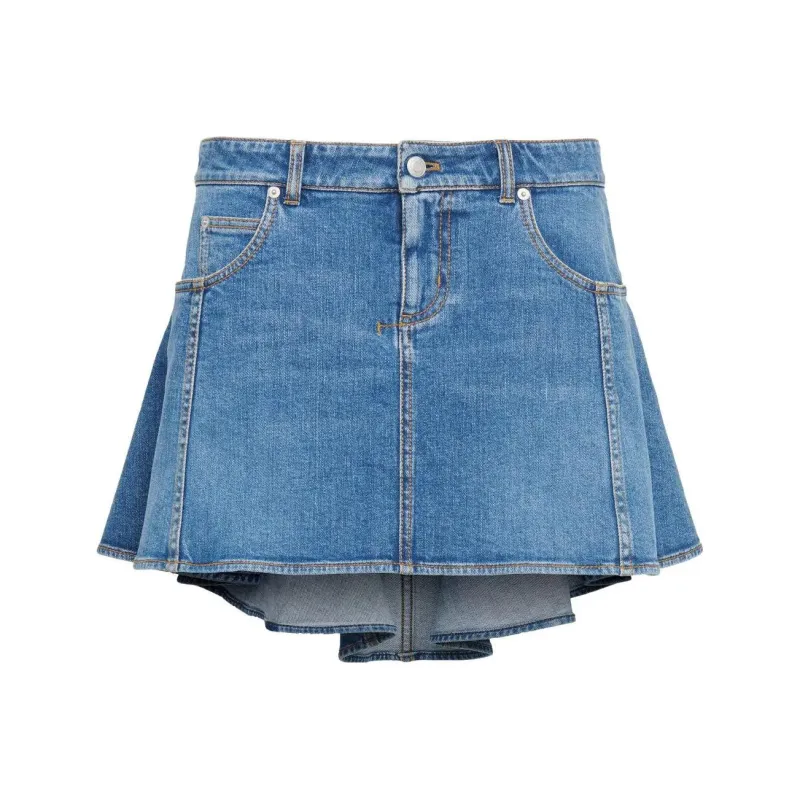 Alexander McQueen Kickback Draped Denim Skirt-0