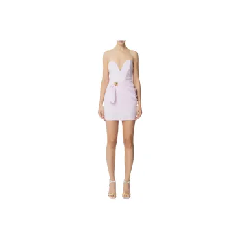 Elisabetta Franchi Macro Bow Flowing Crêpe Sheath Dress