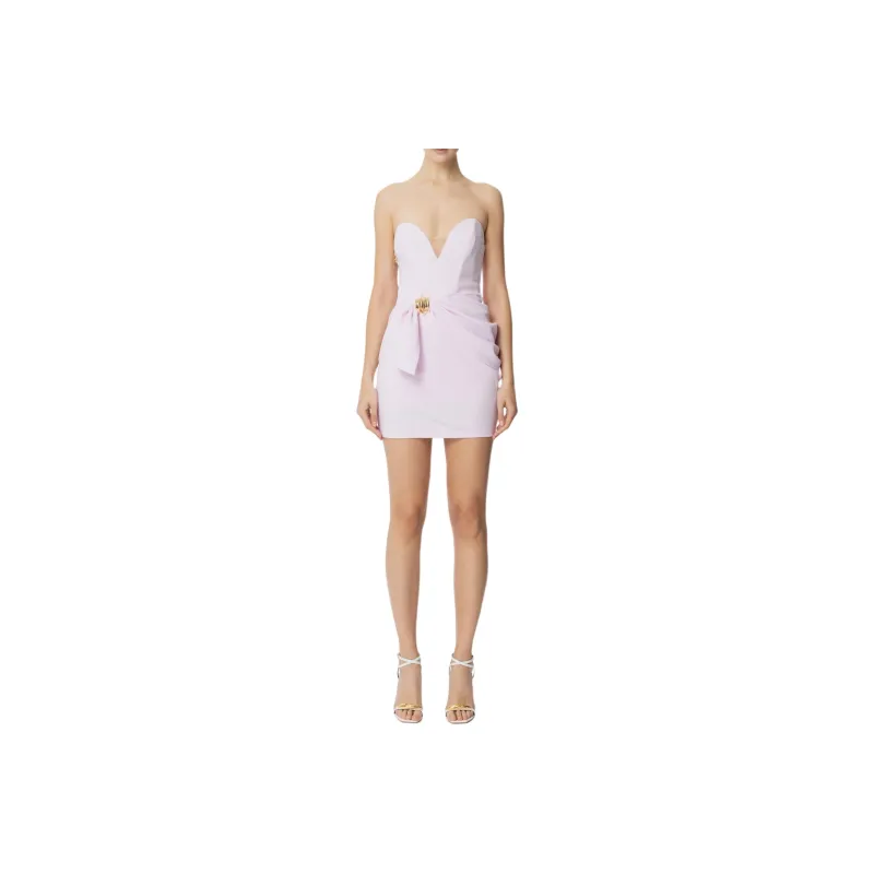 Elisabetta Franchi Macro Bow Flowing Crêpe Sheath Dress-0