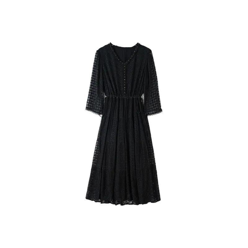 To The West Long Sleeved Dresses Women's Black-0