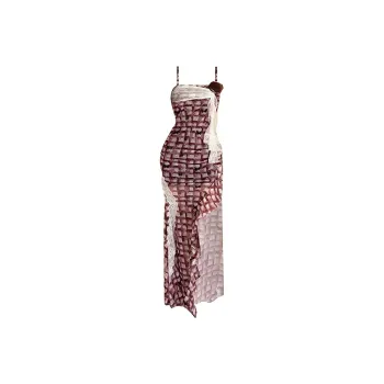 SECFLY OFFICIAL Slip Dress Women's Red Plaid