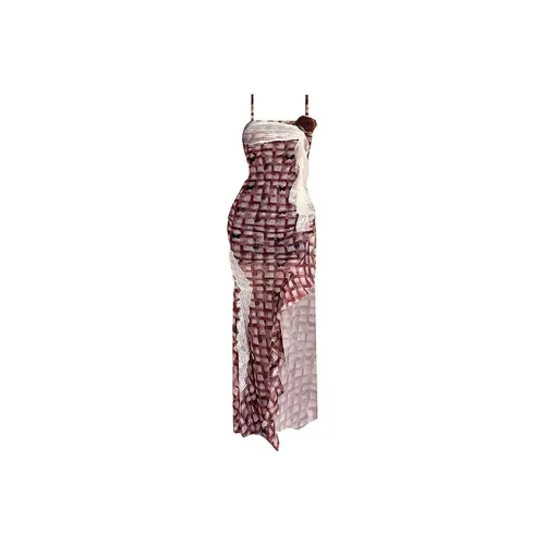 SECFLY OFFICIAL Slip Dress Women's Red Plaid