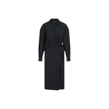 Lemaire Twist Detailed Long Sleeved Midi Dress