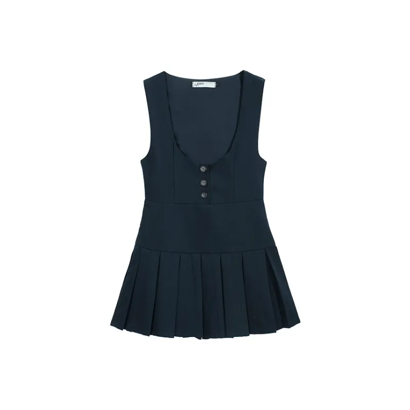 PAIN OR PLEASURE Sleeveless Dress Women's Navy Blue-0