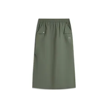 LiNing Weekend Youth Casual Long Skirts Women's Camping Gray Green