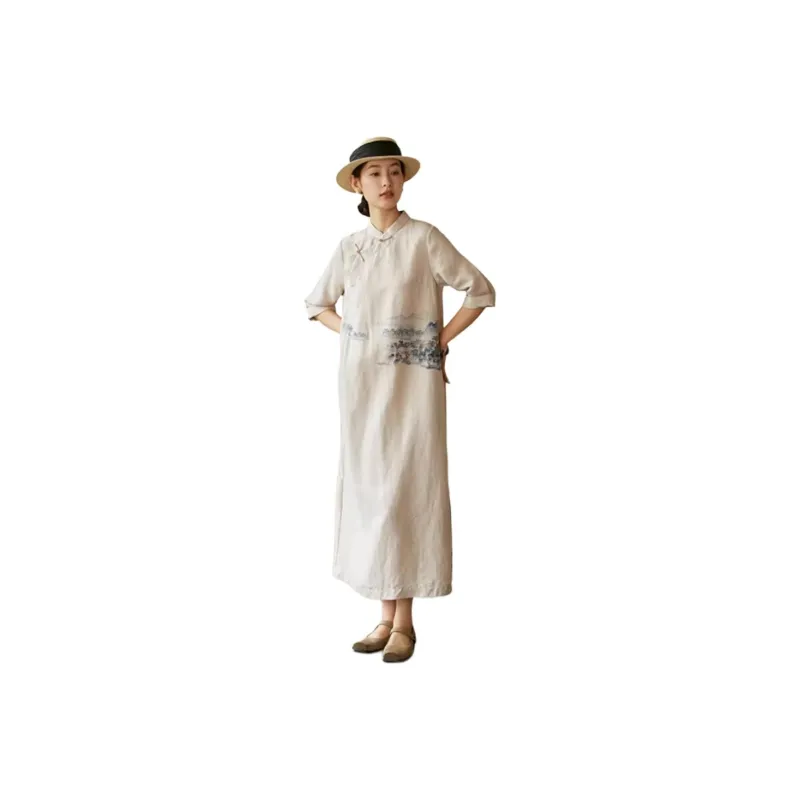 JIXIANGYUER Long Sleeved Dress Women's Angelica Root Scent-0