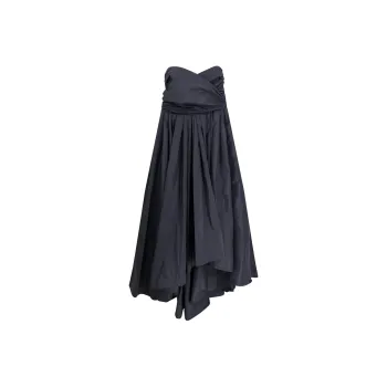 PINKO Strapless Pleated Asymmetric Midi Dress