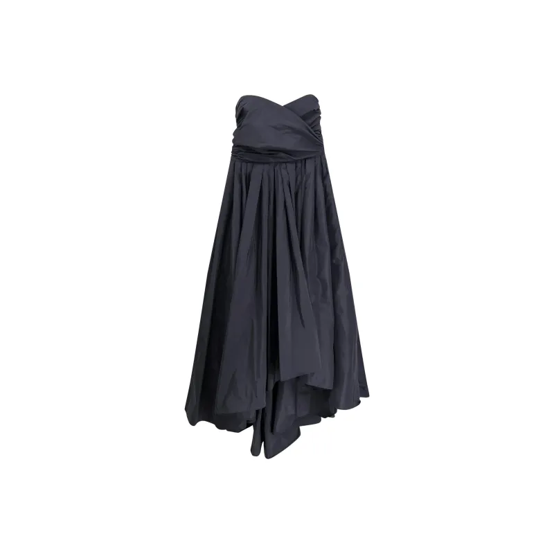 PINKO Strapless Pleated Asymmetric Midi Dress-0