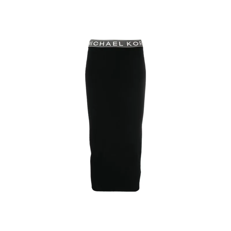 MICHAEL MICHAEL KORS Logo Tape Stretch Midi Skirt-0