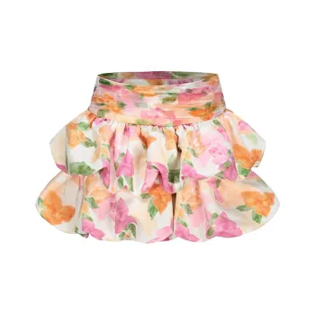 NANA JACQUELINE Casual Short Skirts Women's Yellow And Pink Print