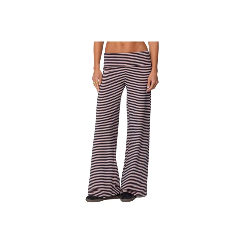 Edikted Lilah Striped Fold Over Pants Casual Pants Women's-0