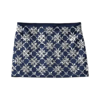 MIU MIU Embroidered Duchess Miniskirt Casual Short Skirts Women's Marine Blue