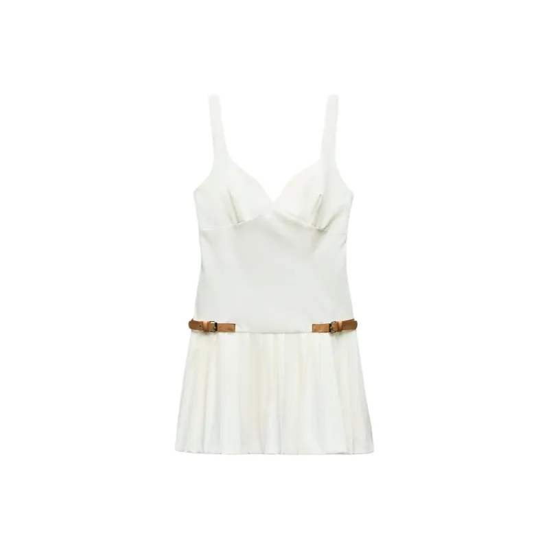 ZARA Sleeveless Dress Women's White-0