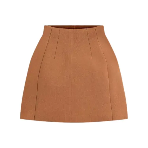 SCANLAN THEODORE Crepe Knit Peplum Skirt Casual Short Skirts Women's Spice/Patina