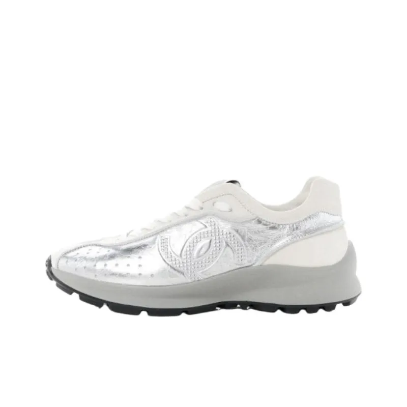 CHANEL 25C Low Top Casual Shoes Women's Silver-0