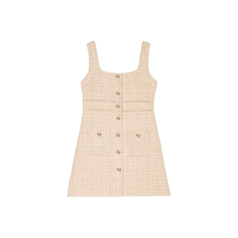 Maje Slip Dress Women's Beige Yellow-0