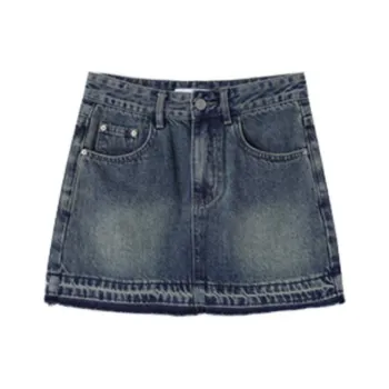 Qiu Meatyao Denim Short Skirts Women's Sicilian Blue