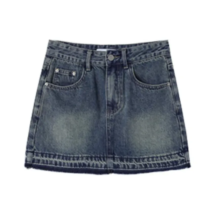 Qiu Meatyao Denim Short Skirts Women's Sicilian Blue-0