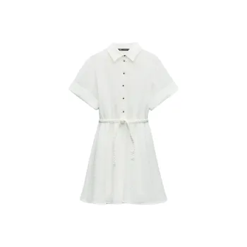 ZARA Short-Sleeved Dresses Women's White