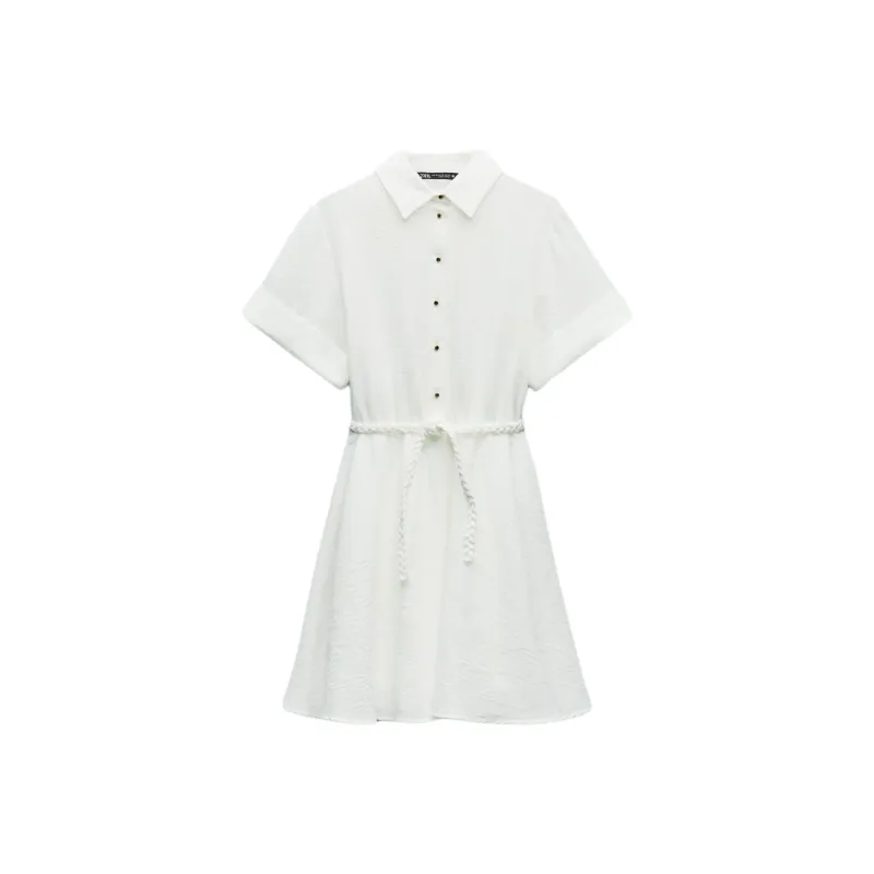 ZARA Short-Sleeved Dresses Women's White-0