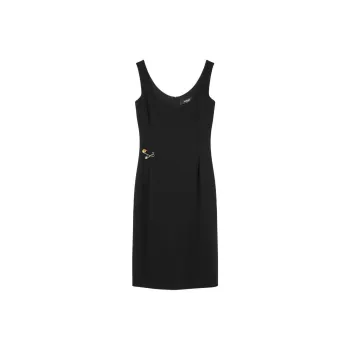 VERSACE Safety Pin Detailed Sleeveless Midi Dress