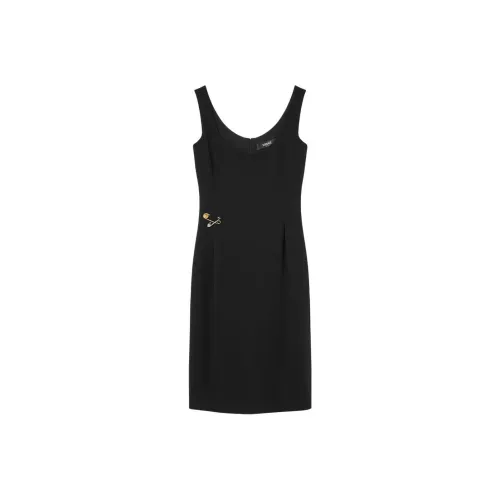 VERSACE Safety Pin Detailed Sleeveless Midi Dress