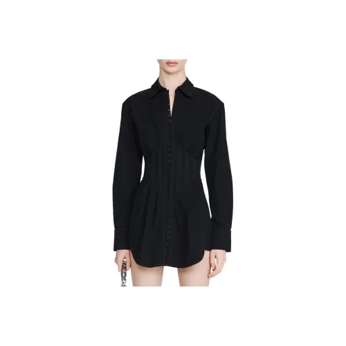 DION LEE SS24 TUXEDO CORSET SHIRT DRESS Long Sleeved Dress Women's Black