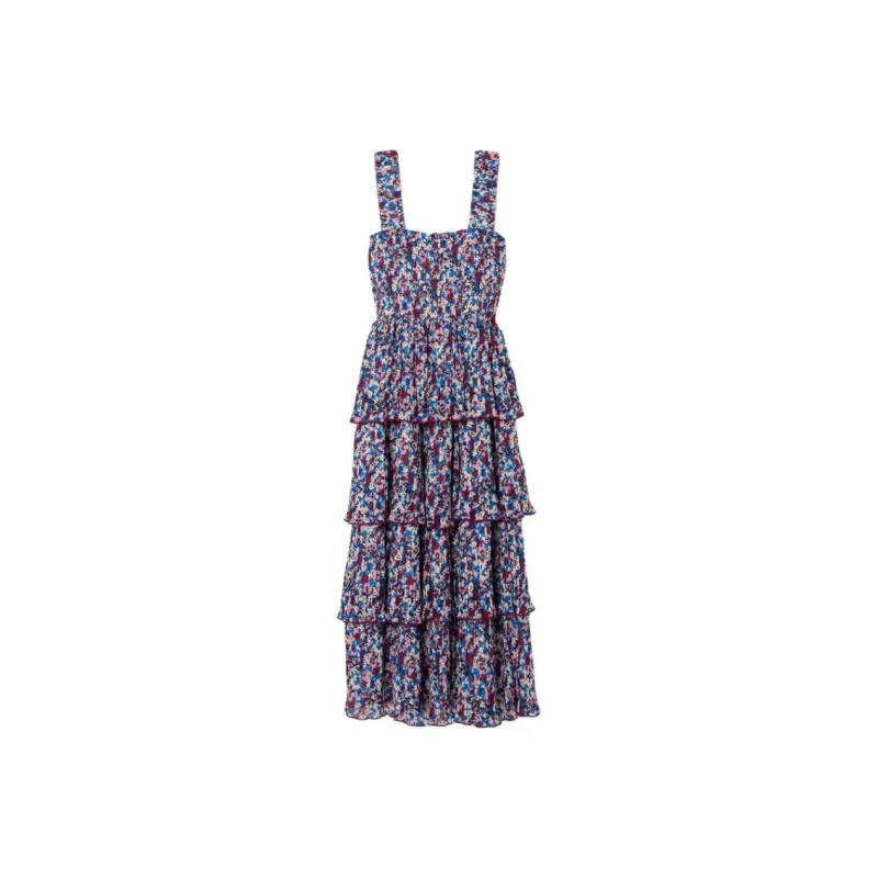 GANNI Floral print Layered Midi Dress-0