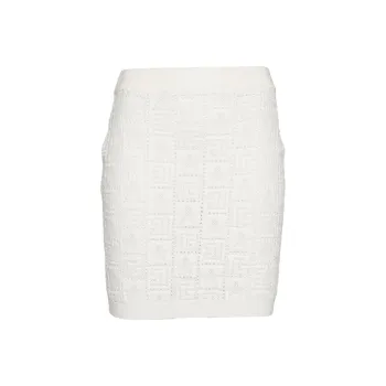 BALMAIN Openwork Monogram Knit Skirt