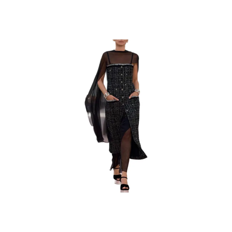 CHANEL 25S Spring Summer Collection Slip Dresses Women's Black-0