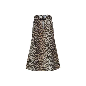 GANNI Leopard Print Sleeveless Mini Dress