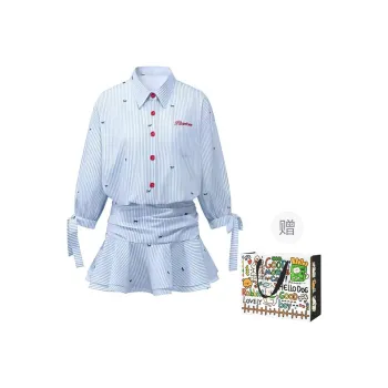 OURUOKE Long Sleeved Dresses Women's Blue