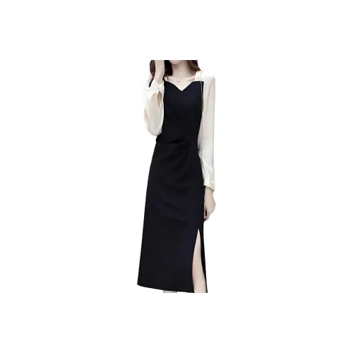 Mapping Long Sleeved Dresses Women's Black