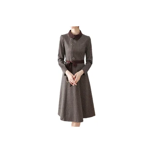 Mapping Long Sleeved Dresses Women's Coffee