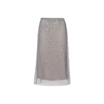 PRADA Crystal studded Tulle Midi Skirt